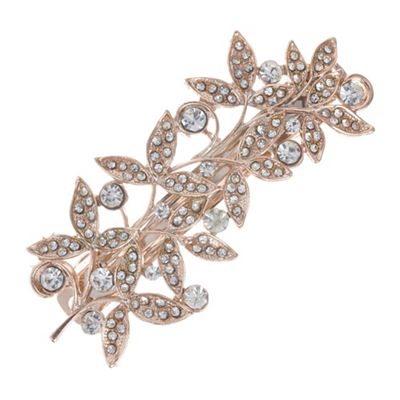 Designer rose gold crystal leaf hair clip